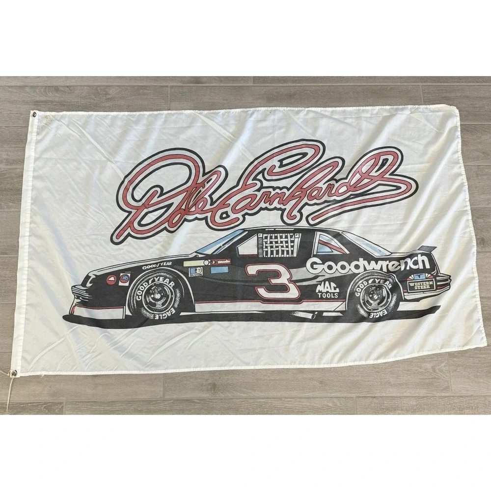 NASCAR Dale Earnhardt Sr #3 Goodwrench White‎ Polyester Racing Flag Banner OS